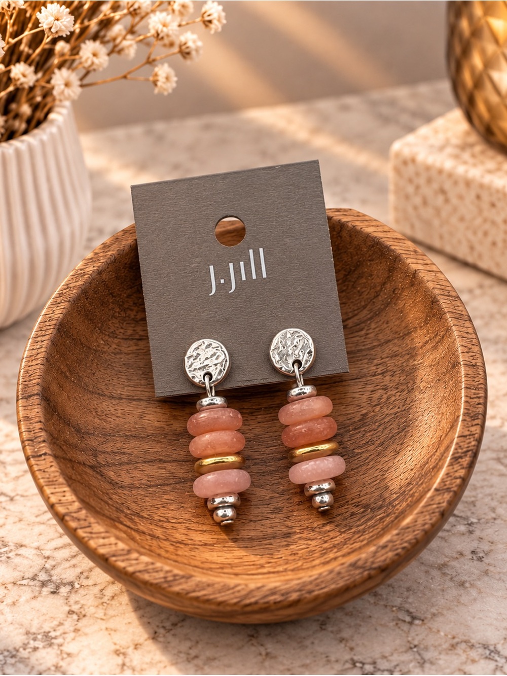J. Jill Mixed-Metal Pink Beaded  Earrings (LR 222/2)